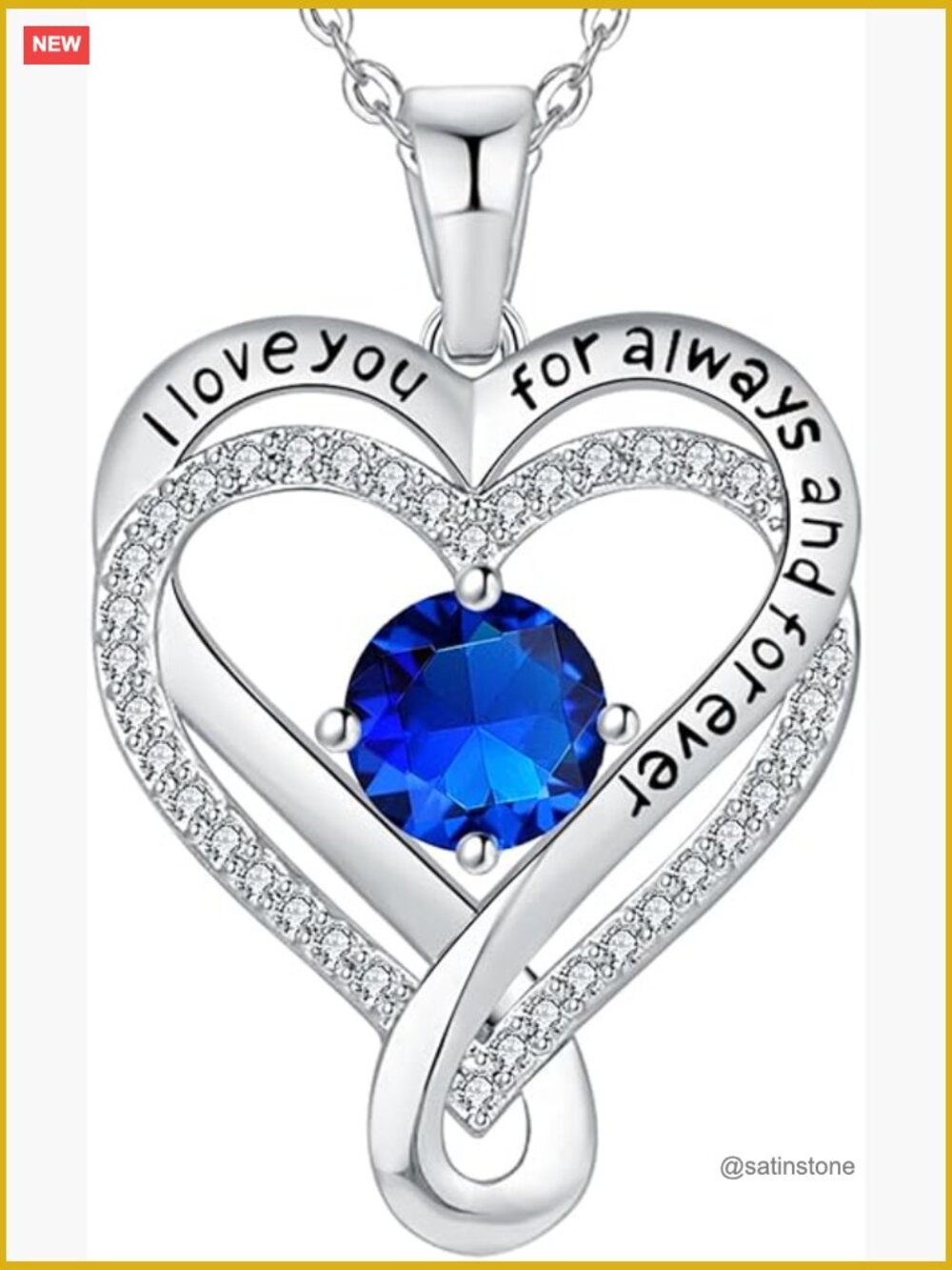 925 Sterling Silver Infinity Heart Birthstone Necklace for Women
